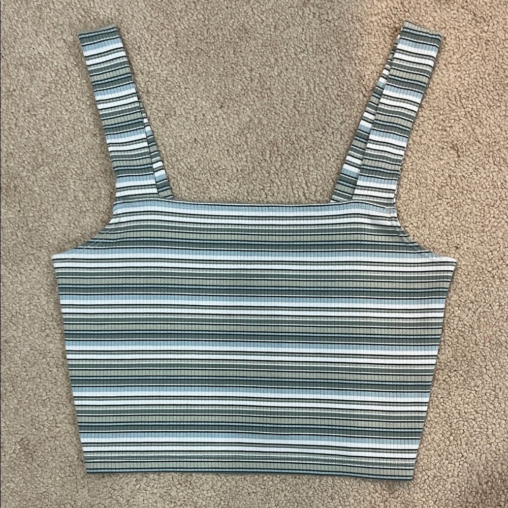 American Eagle Outfitters Striped Crop Top - Black, White, Gray